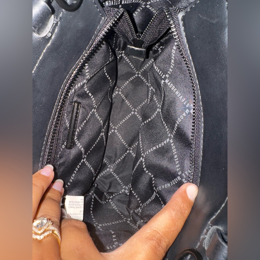 Steve Madden Black Quilted Shoulder Bag with Metallic Accents - Picture 4 of 4